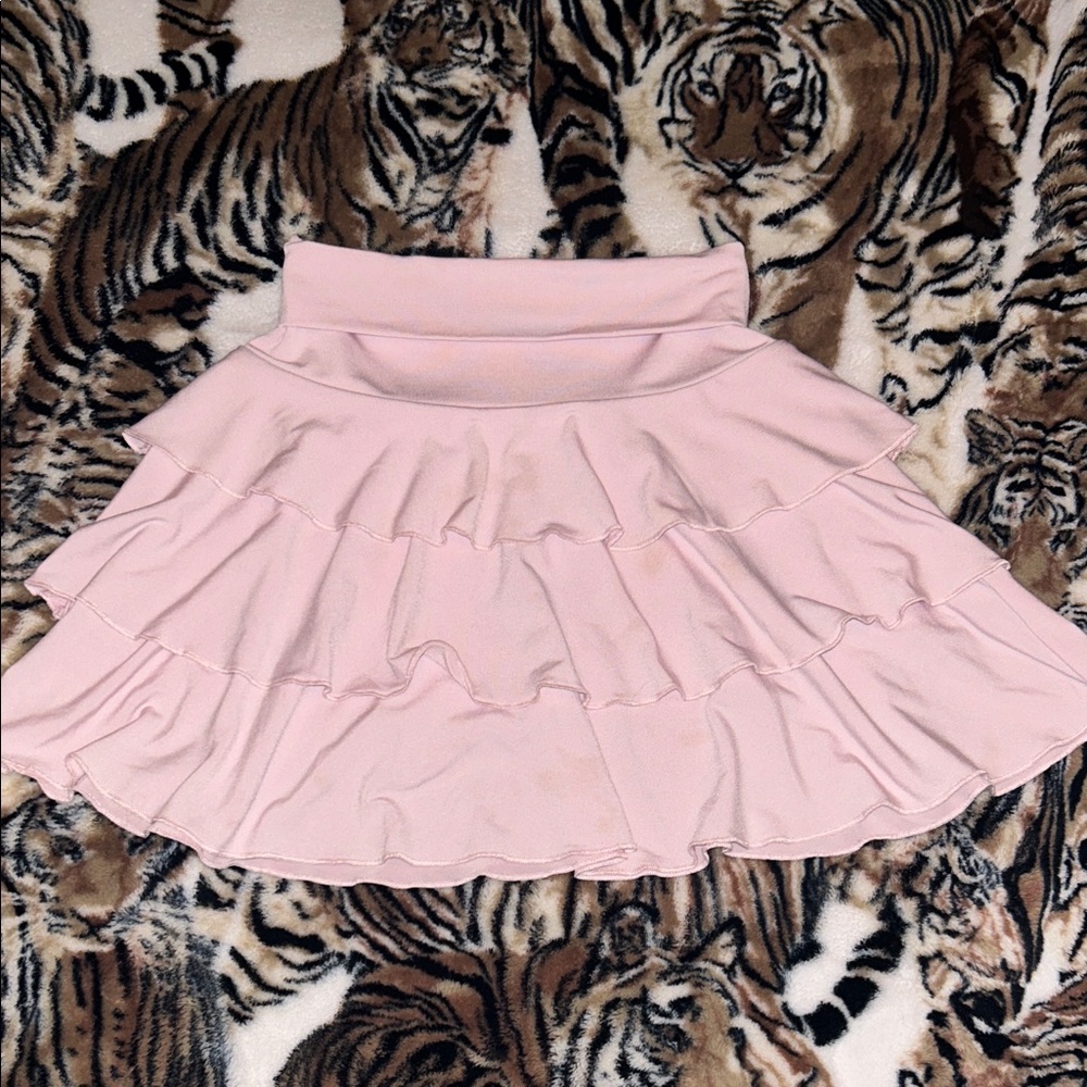 Chic Pink Layered Mini Skirt